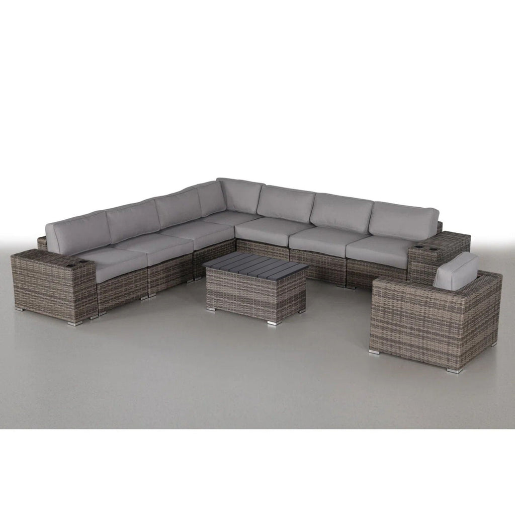 Modern Patio Rattan Sectional Set with Cushions - Multiple Set Options