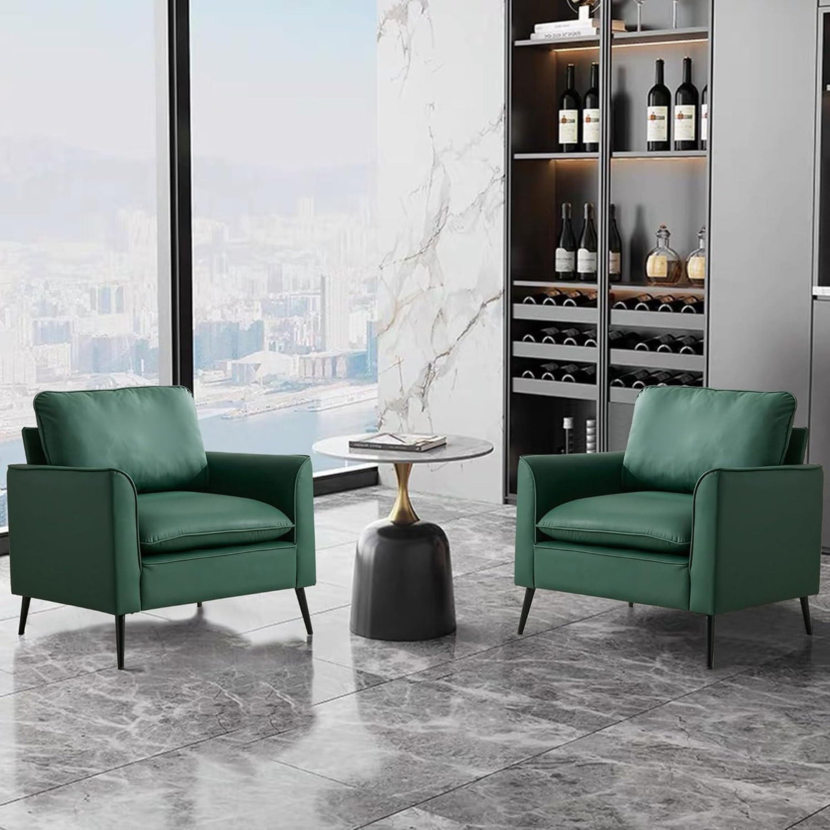 Nordic Retro Light Luxury Upholstered Sofa Chair Set of 2 with Cushions - Multiple Colors
