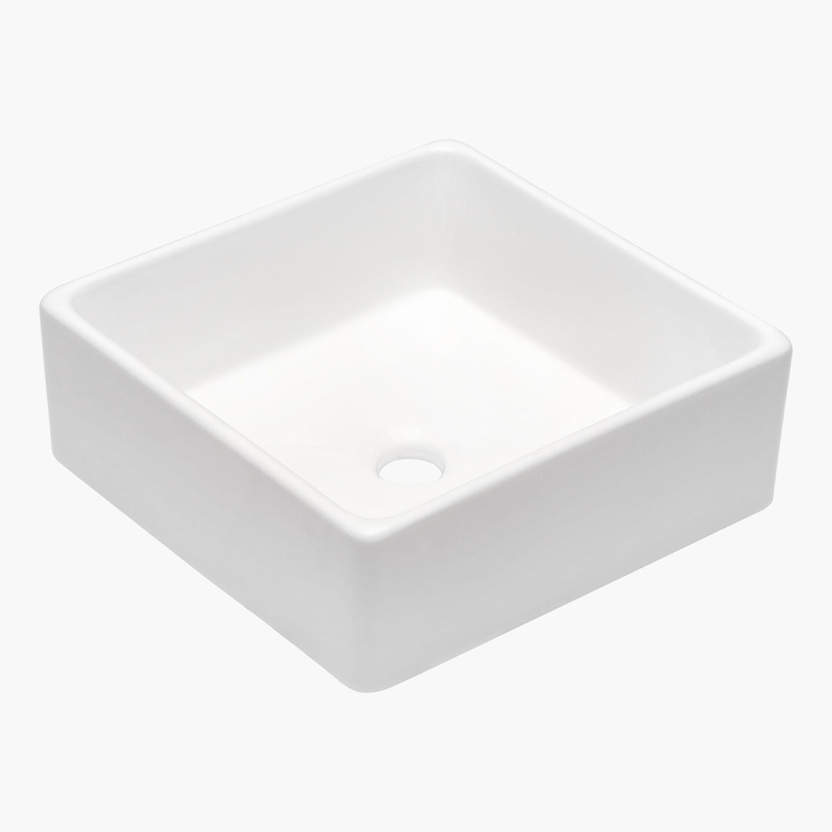 Elegant European Style Ceramic Square Vessel Bathroom Sink with Stain-Resistant Surface - White