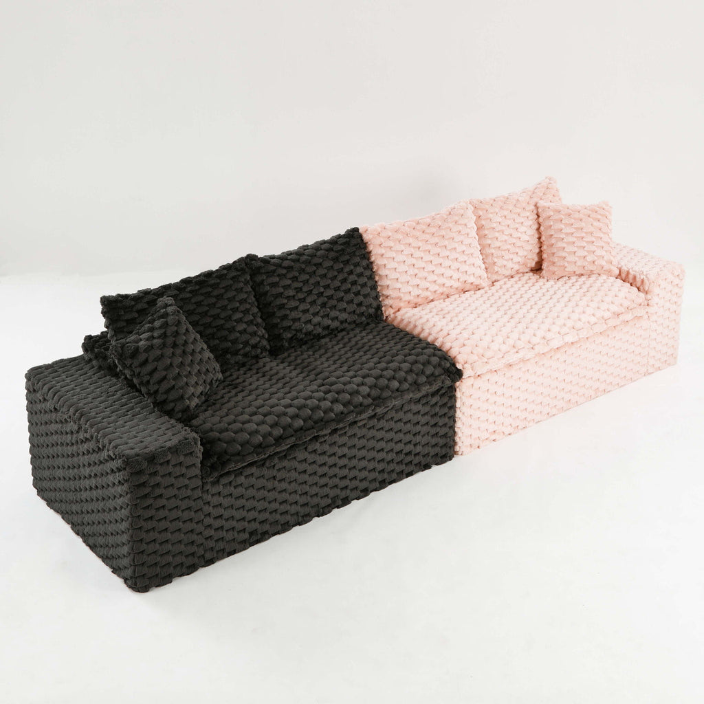 Multifunctional 4-Seater Stationary Sofa with Adjustable Layout - Pink & Black