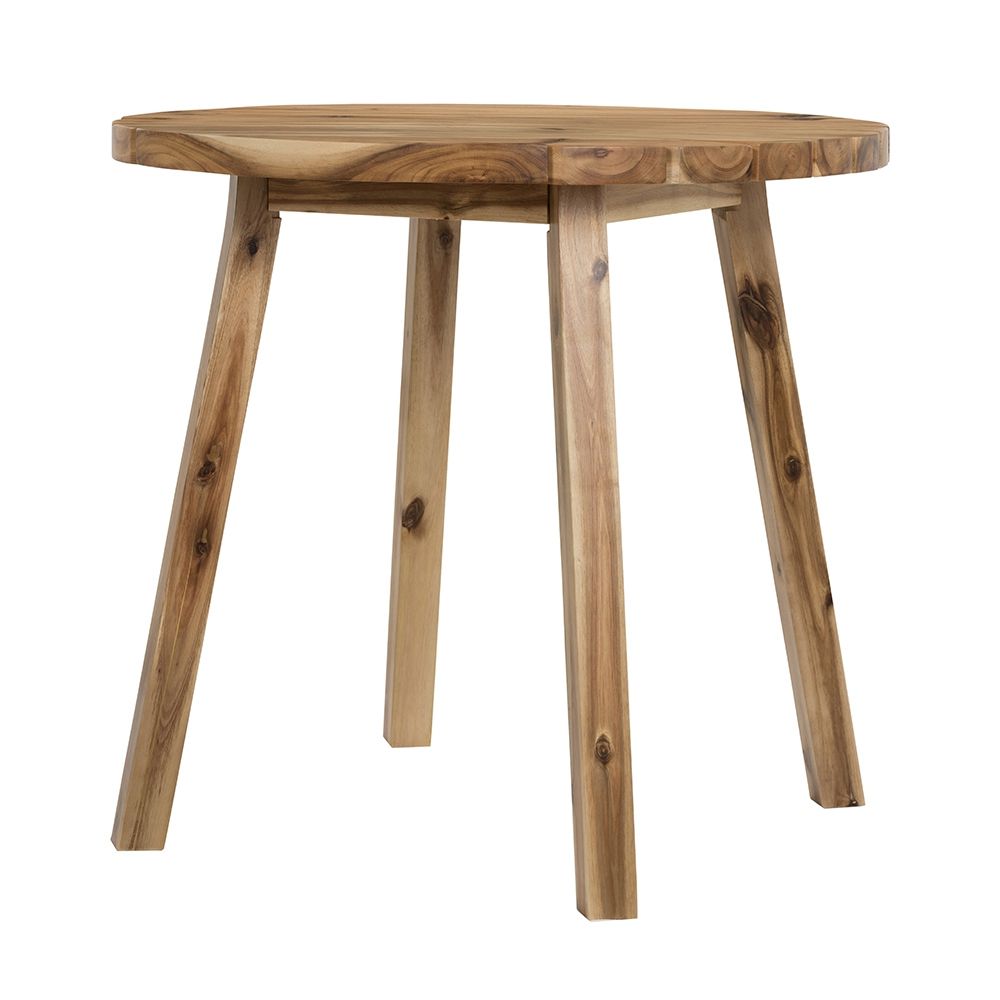 Solid Wood Round Dining Table with Durable Acacia Construction - Natural Wood / Brown
