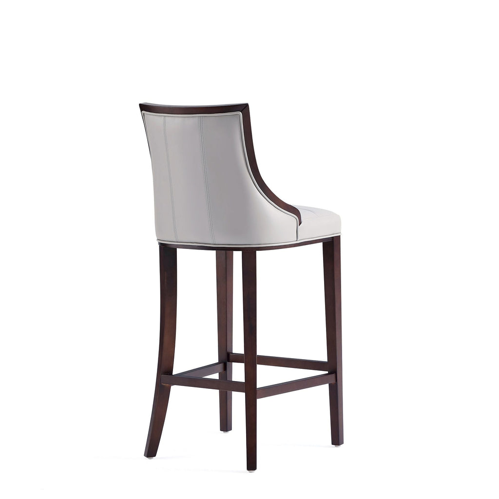 White Bar Height Stool with Solid Wood Frame - Traditional Design