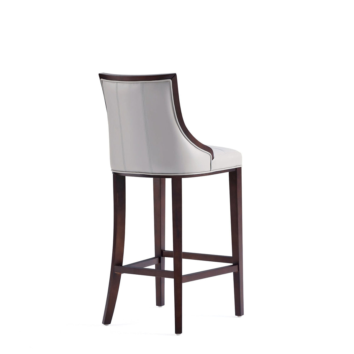 White Bar Height Stool with Solid Wood Frame - Traditional Design