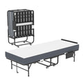 Twin Folding Bed with Adjustable Headboard & Memory Foam Mattress - Black