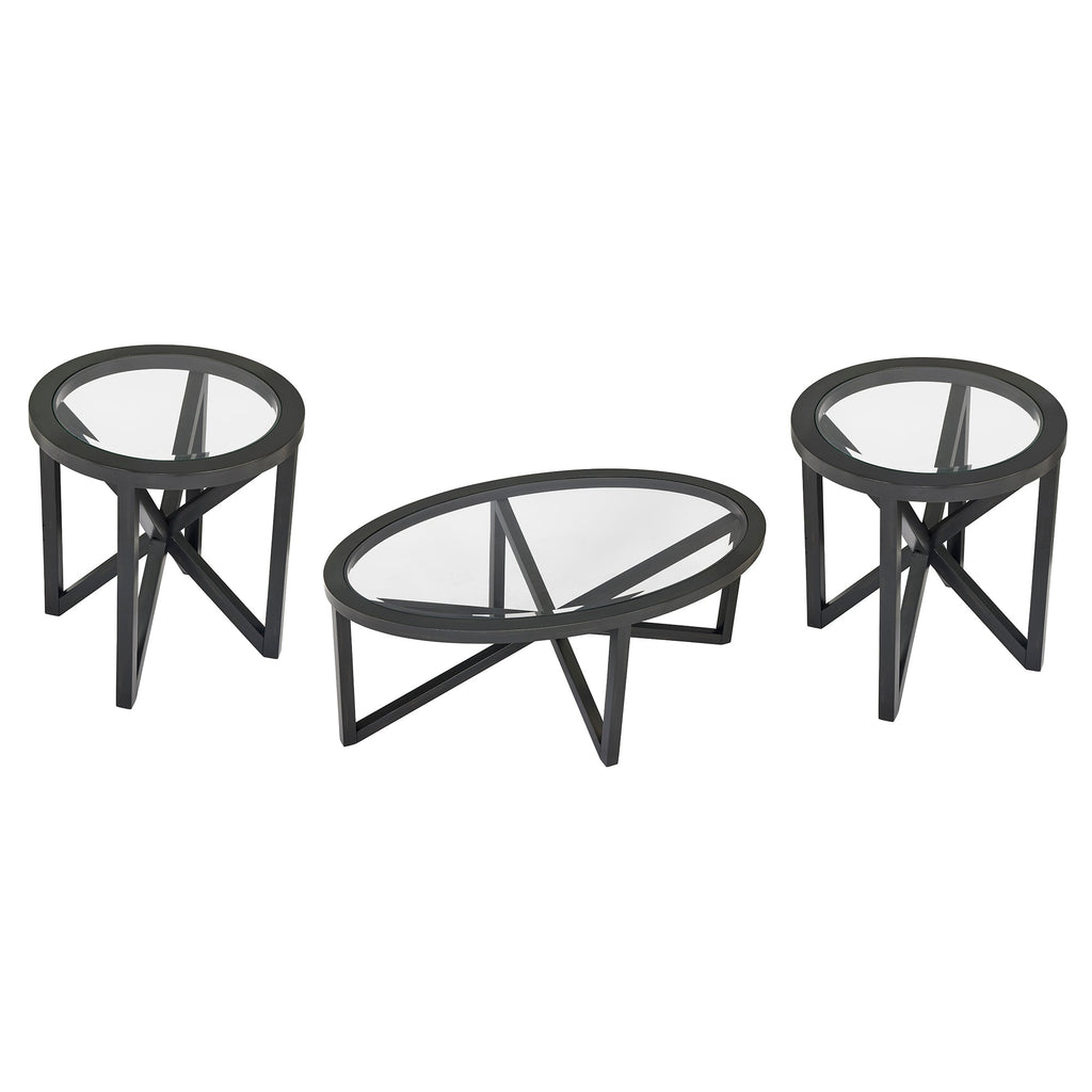 Modern Glass Coffee Table with Solid Wood Base - Clear/Light Wood