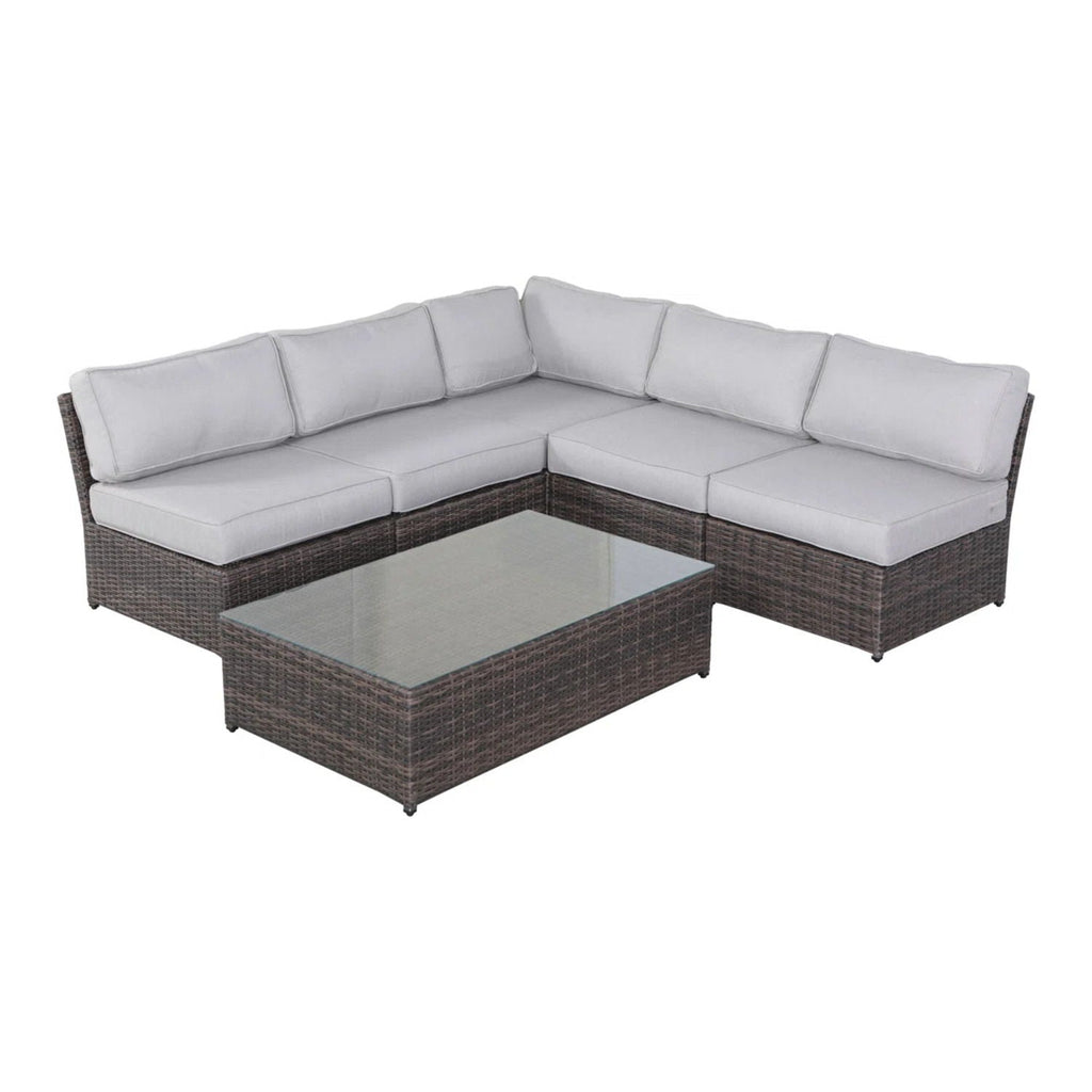 Modern Patio Rattan Sectional Set with Cushions - Multiple Colors