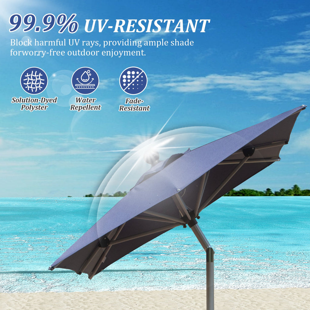 Rectangle Patio Umbrella with Crank Lift and Tilt Function - Navy Blue, Beige, Grey