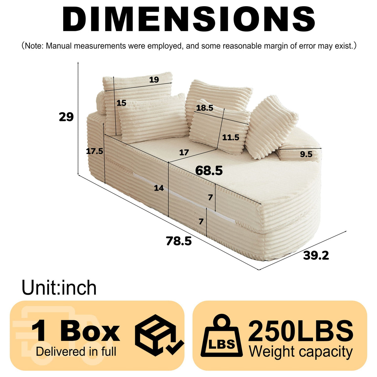 Semi Circular 2 In 1 Sofa Bed with Neck Pillow - Beige, Black, or Dark Green