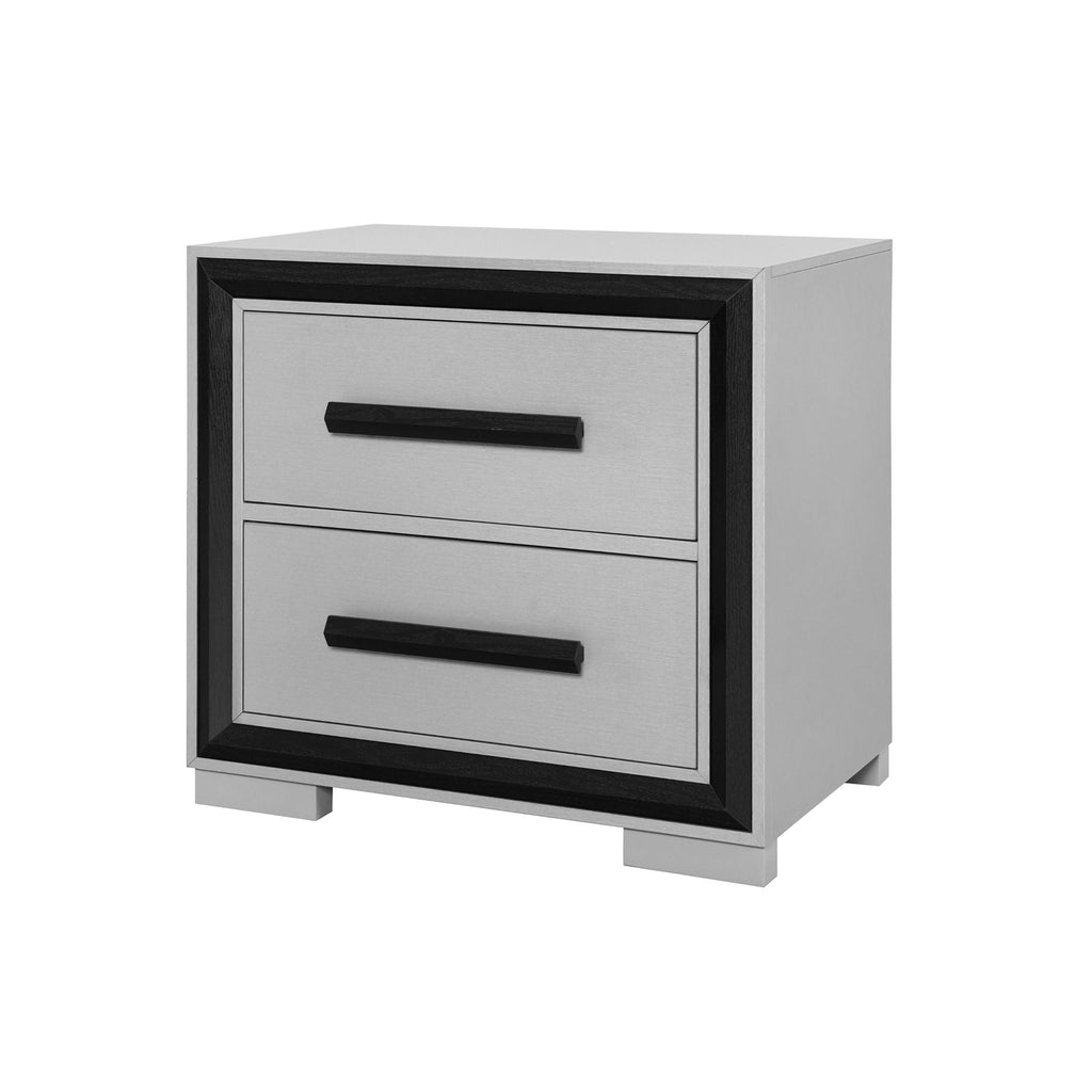 Gray Nightstand with Spacious Storage - Sleek Modern Finish