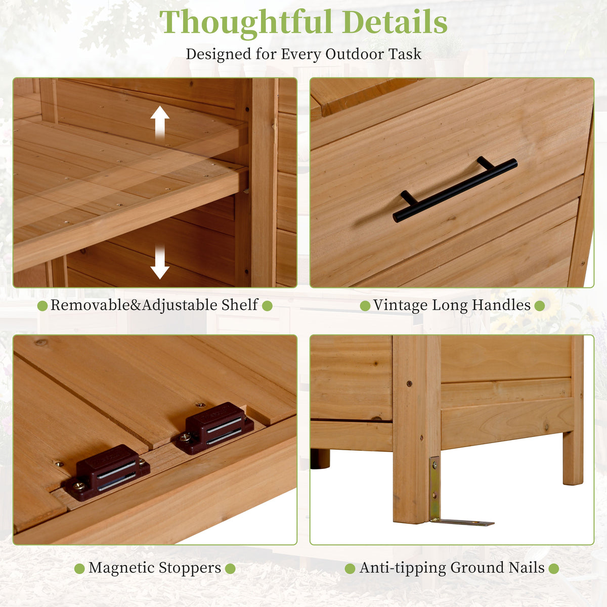 Farmhouse Patio Potting Bench with Storage and Workstation - Natural Wood
