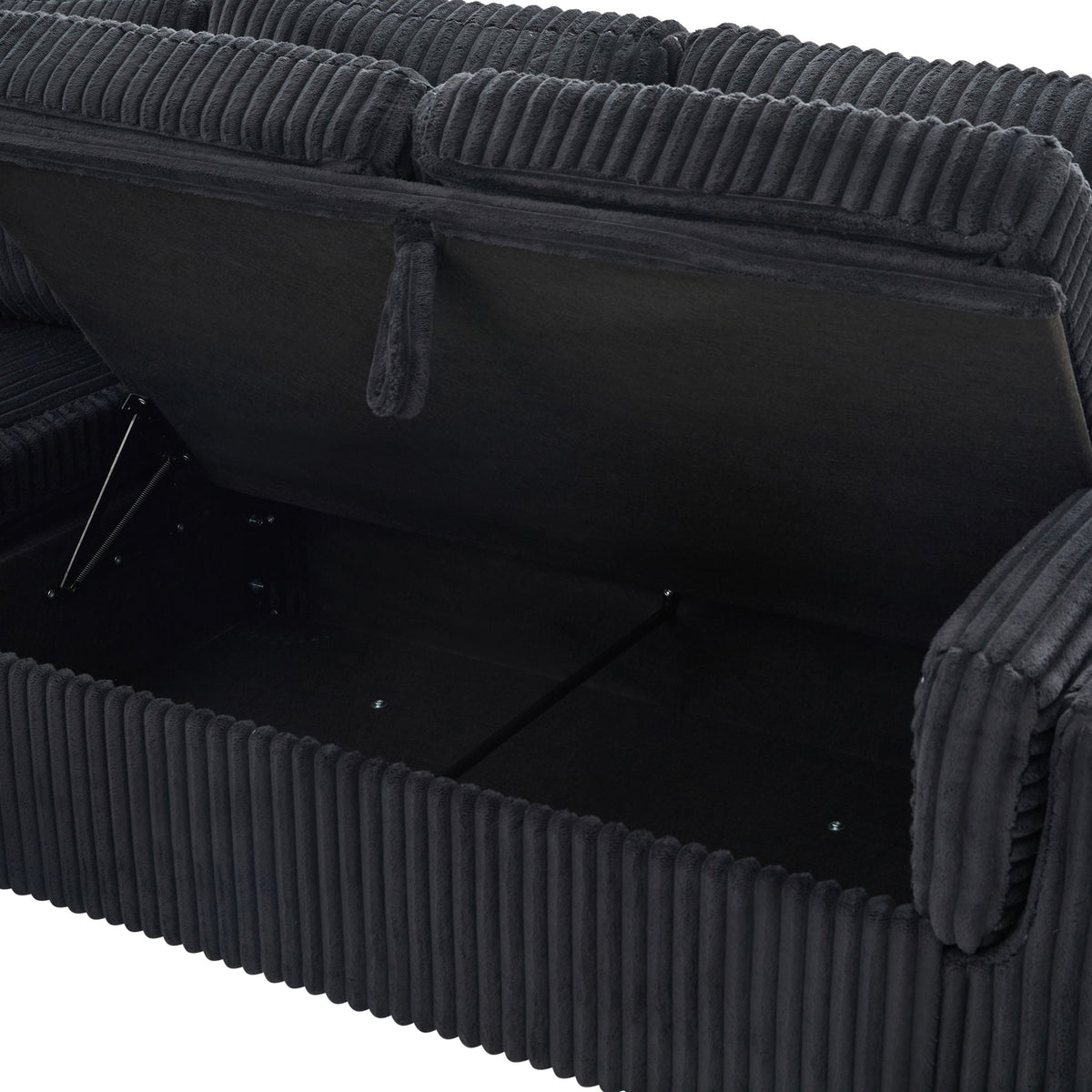 Convertible U-Shaped Sectional Sofa Bed with USB Ports and Storage – Black, Dark Gray, Blue