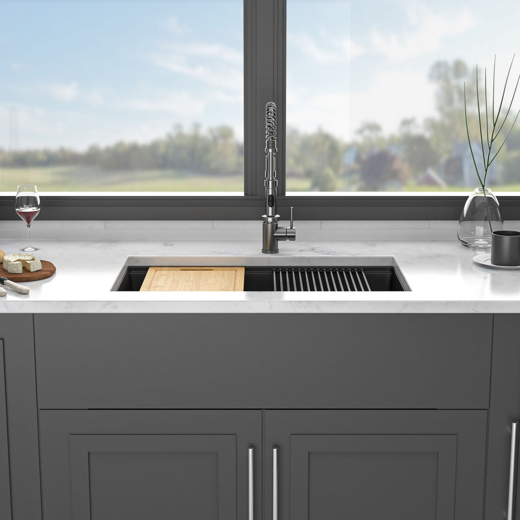 Granite Composite Workstation Undermount Kitchen Sink - Black or White
