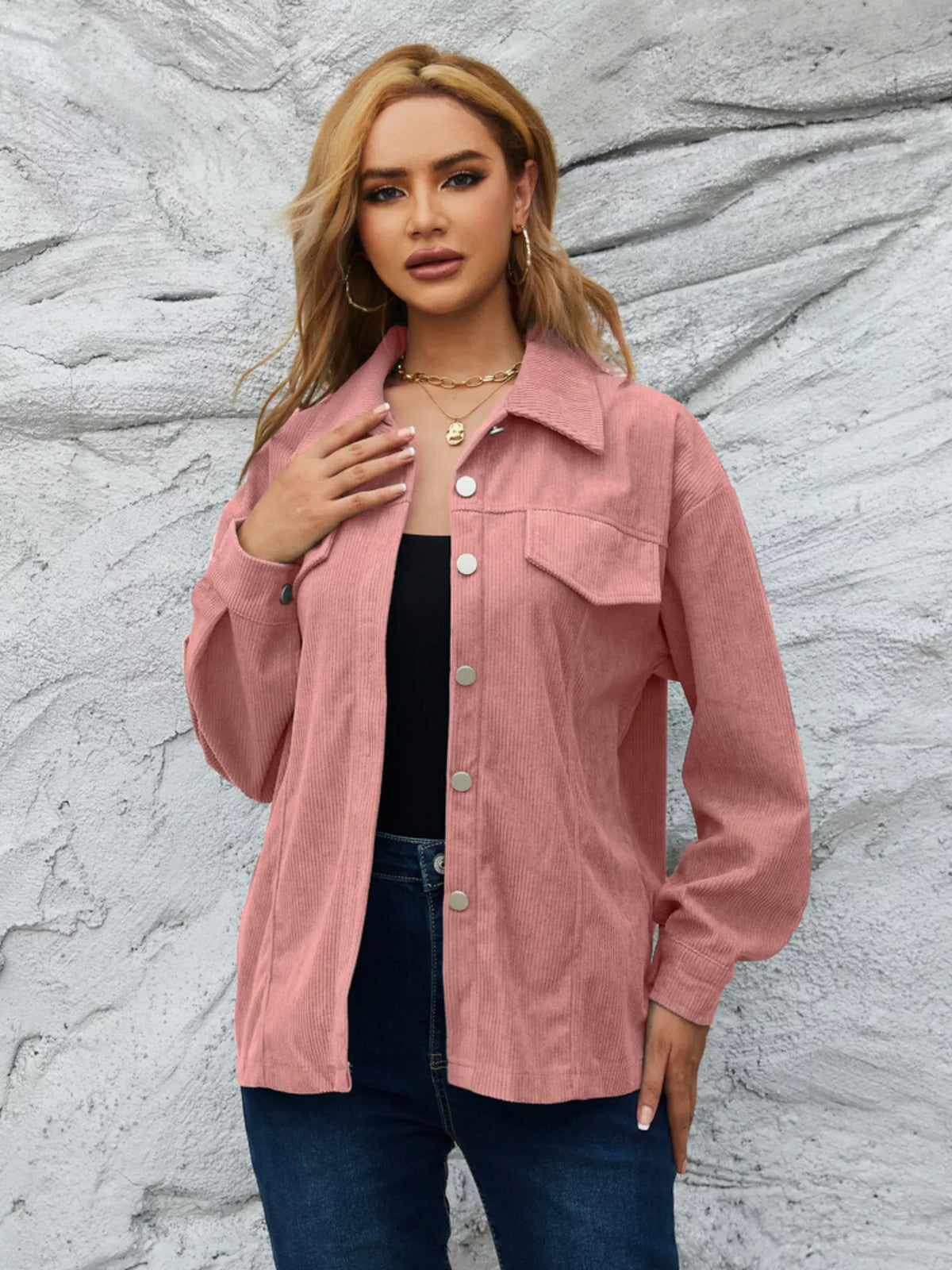 Casual Corduroy Button-Down Jacket