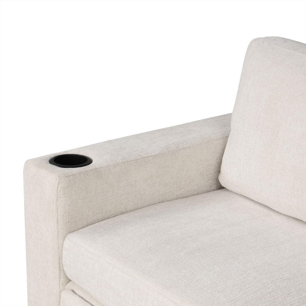 Single Pull Out Sofa Bed with USB Ports and Cup Holders - Dark Gray or Beige