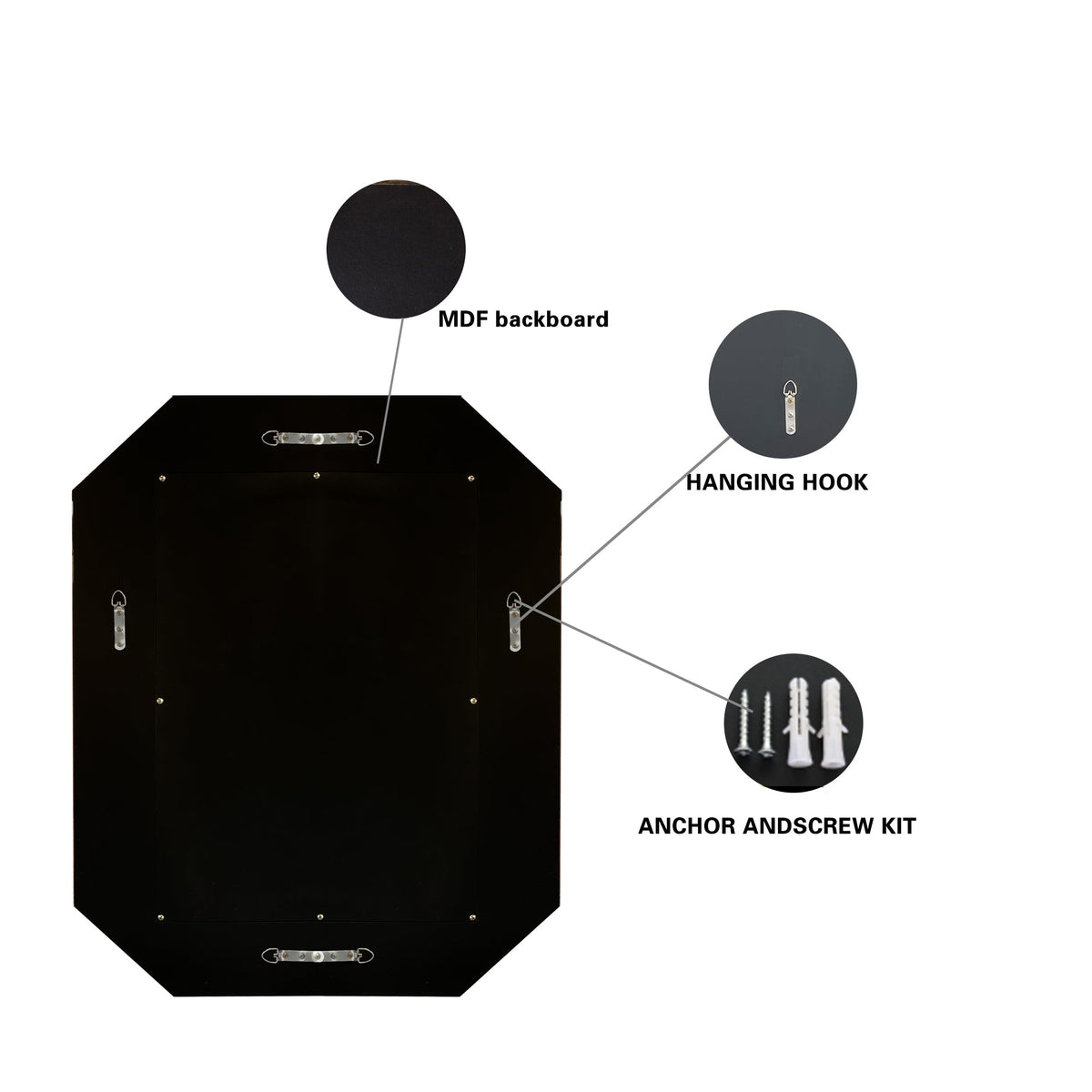 Diamond Shaped Large Wall Mirror with Frameless Modern Design