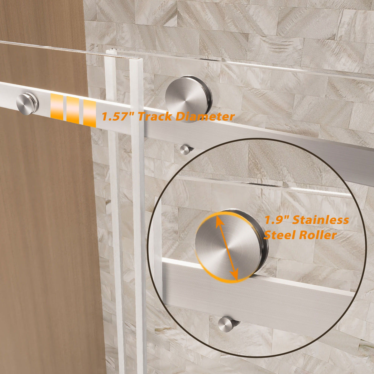 Frameless Single Sliding Shower Door with Square Tube Track - Gray