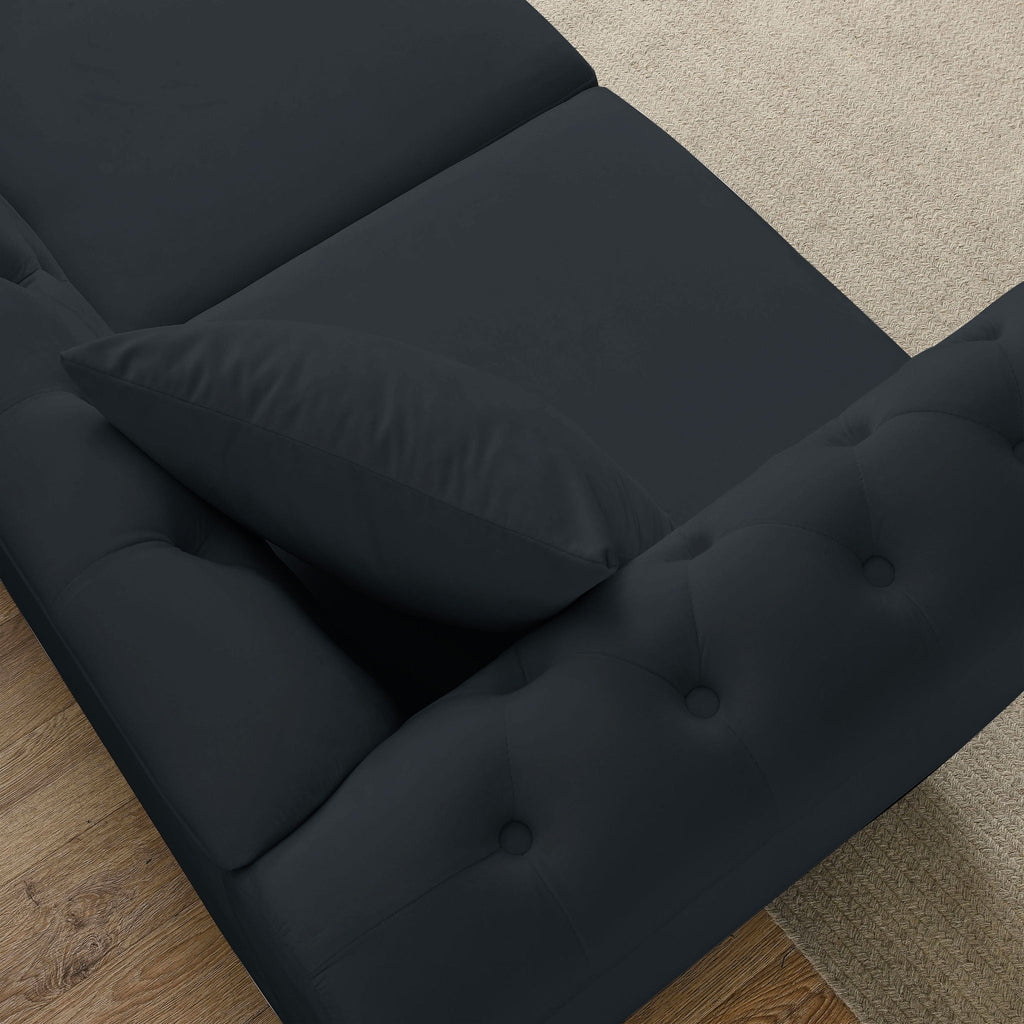 Chesterfield Sofa with Rolled Arms and Nailhead Trim – Solid Wood Frame