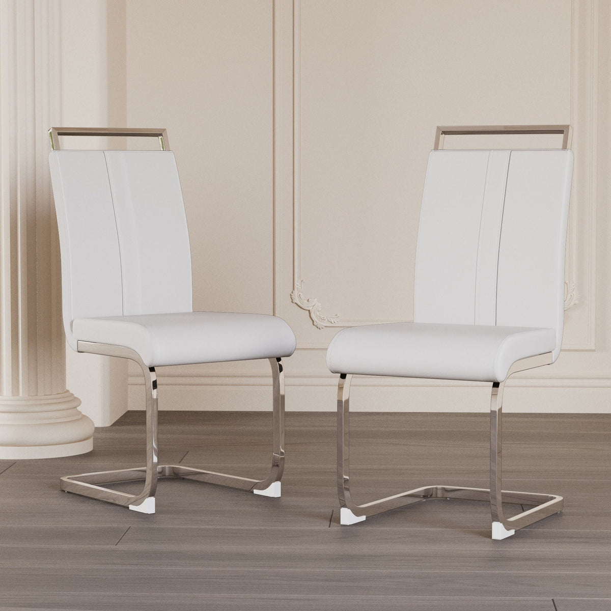 Modern Dining Chairs with Padded Seat and High Back - Black, White, or Dark Gray