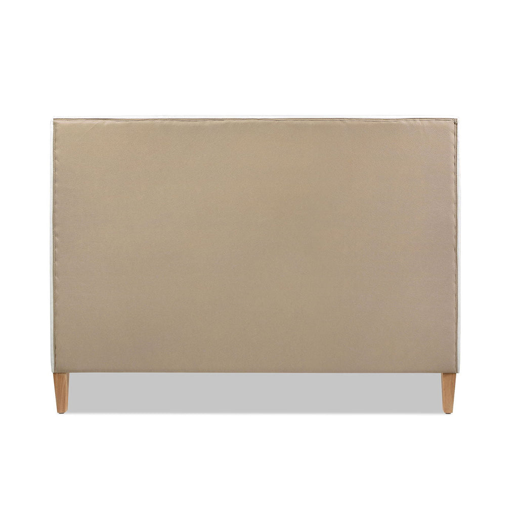 Upholstered Cane Back Platform Bed with Resin Wicker - White