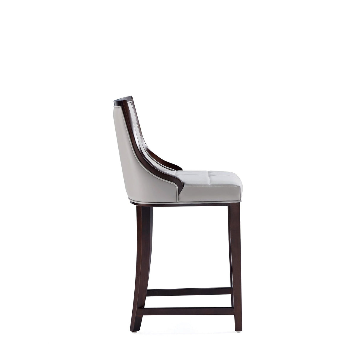 White Bar Height Stool with Solid Wood Frame - Traditional Design