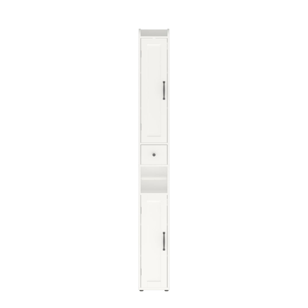 Slim Tall Bathroom Storage Cabinet with Adjustable Shelves - White