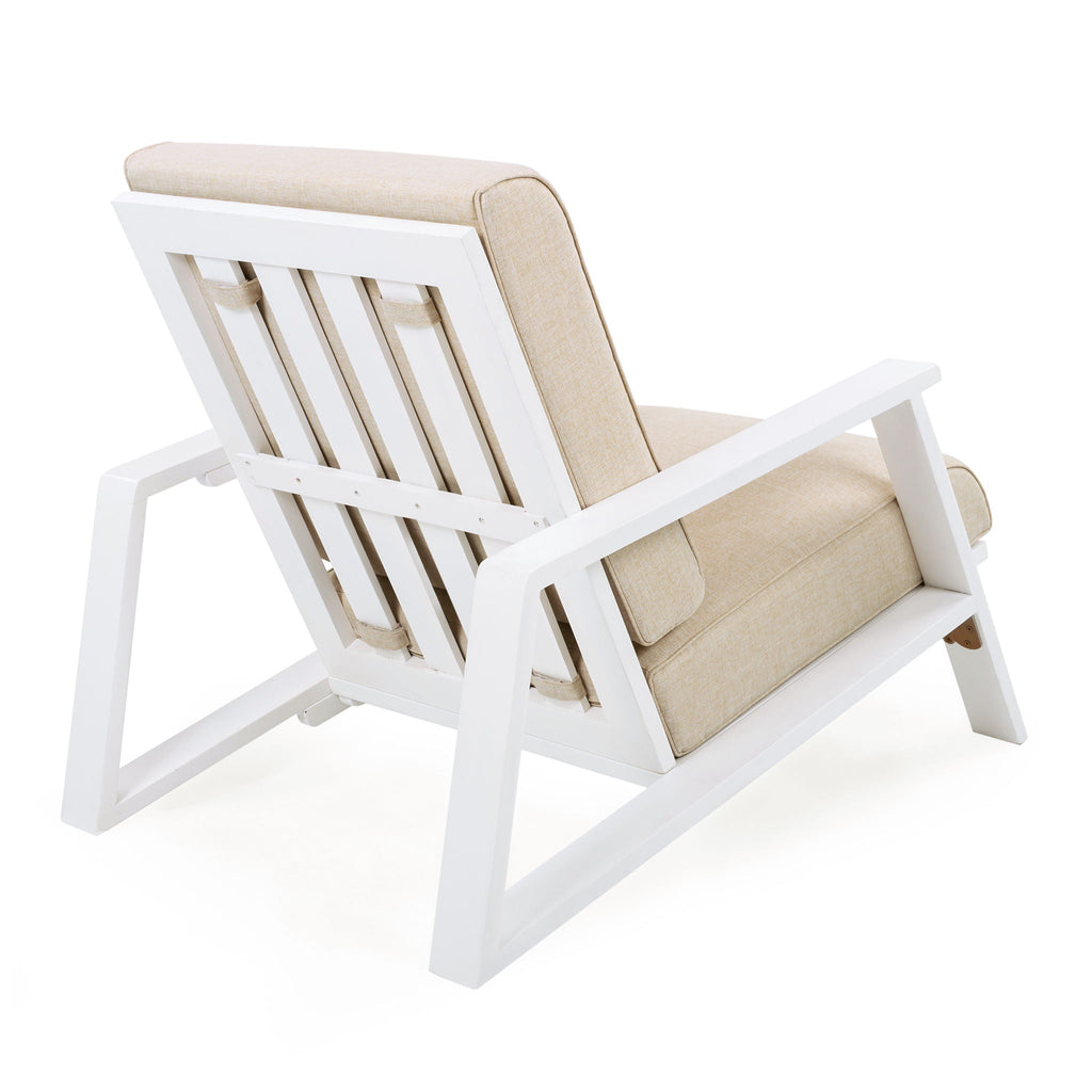 Outdoor Patio Lounge Chair Set of 2 with Cushions - White or Light Brown
