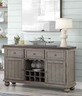 Rustic 2 Tone Server with Wine Storage - Gray