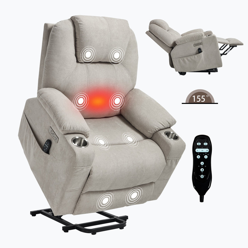 Power Lift Recliner Chair with Massage & Heating - Polyester