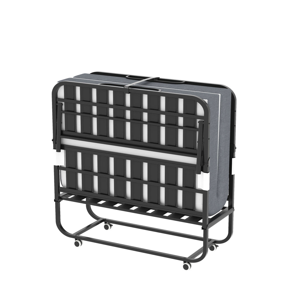 Twin Wide Folding Bed for Tall People with Memory Foam - Black