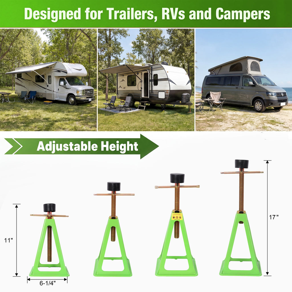 Heavy Duty Adjustable 4-Pack RV Stabilizer Jacks with Rubber Pads - Steel