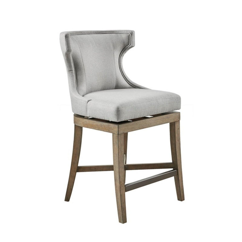 Carson Counter Stool with Swivel Seat - Wingback Design - Beige, Gray, Blue
