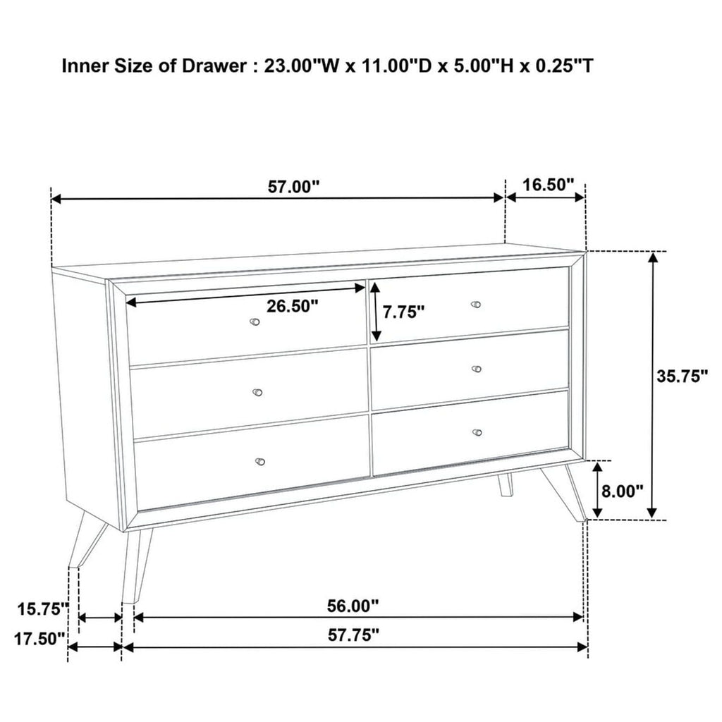 White Dresser With Angled Legs and Wave Texture - Solid Wood