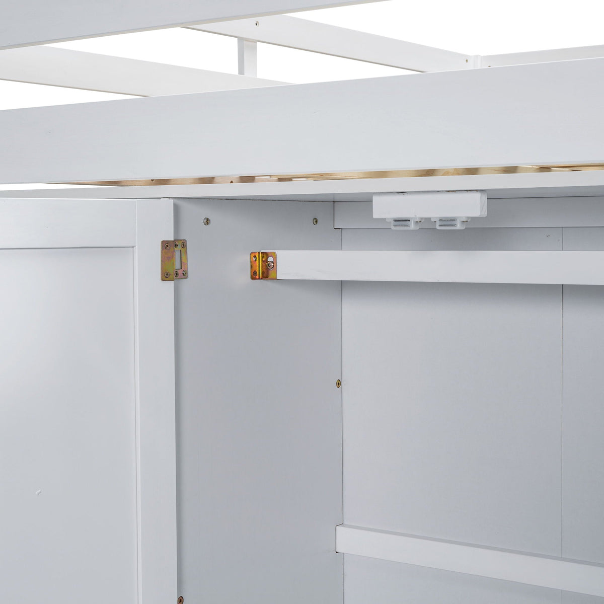 Full Size Loft Bed with Built-In Wardrobe, Shelves, and Drawers - White or Dark Gray