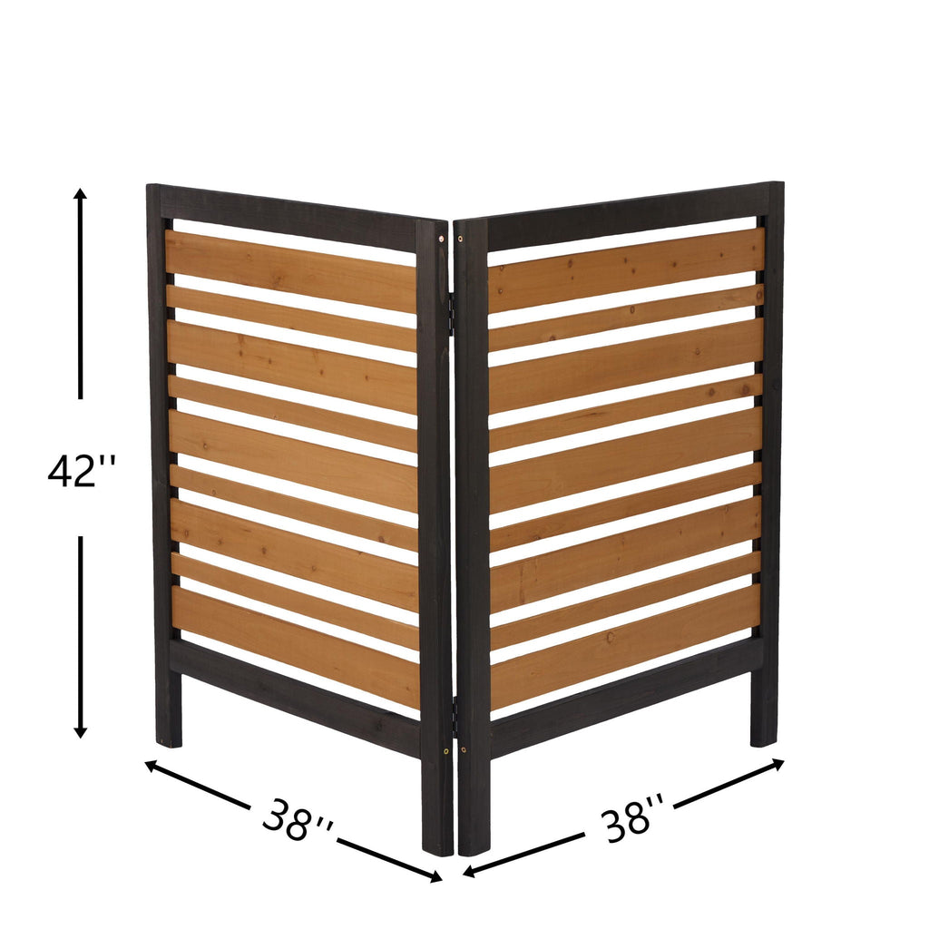 Outdoor Air Conditioner Fence Screen with Slatted Airflow - Light Brown