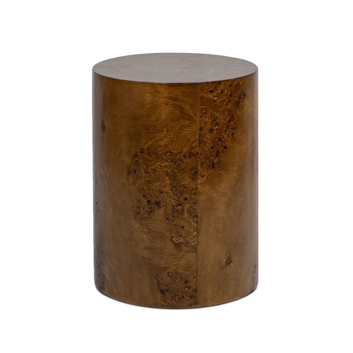 Accent Oval Pillar Side Table with Burl Wood Veneer - Light or Dark Brown