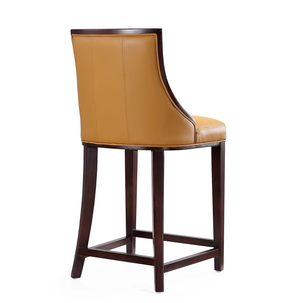 White Bar Height Stool with Solid Wood Frame - Traditional Design