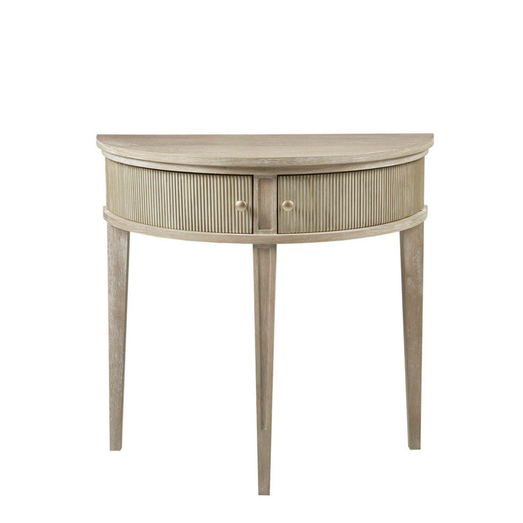 Vintage Inspired Storage Console Table with Fluted Doors - Light Brown