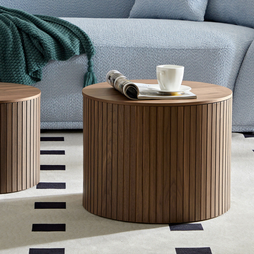 Handcrafted Nested Table Set, 2 Pieces - Black, White, or Dark Brown