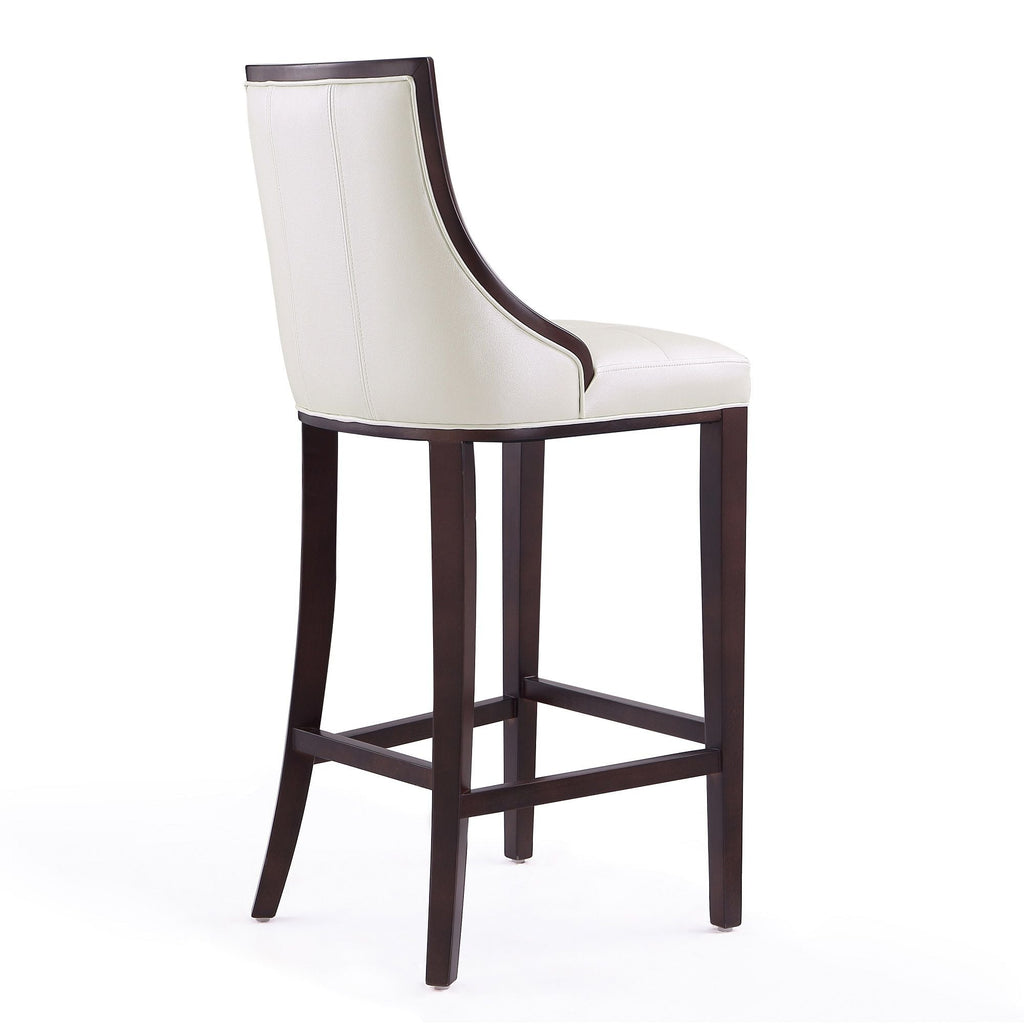 White Bar Height Stool with Solid Wood Frame - Traditional Design