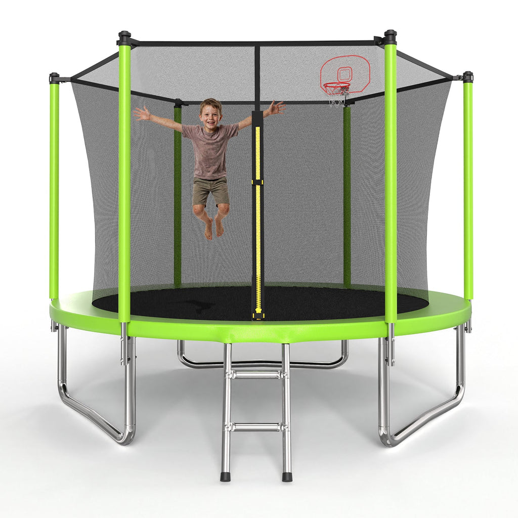 10FT Trampoline with Basketball Hoop and Ladder