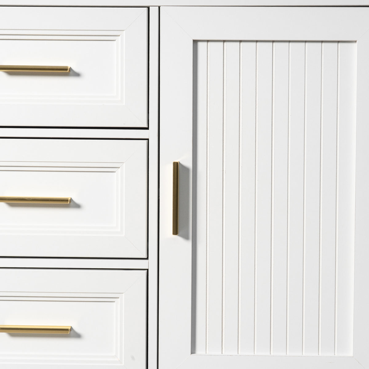 Modern Kitchen Storage Cabinet with 3 Drawers and 1 Door - White