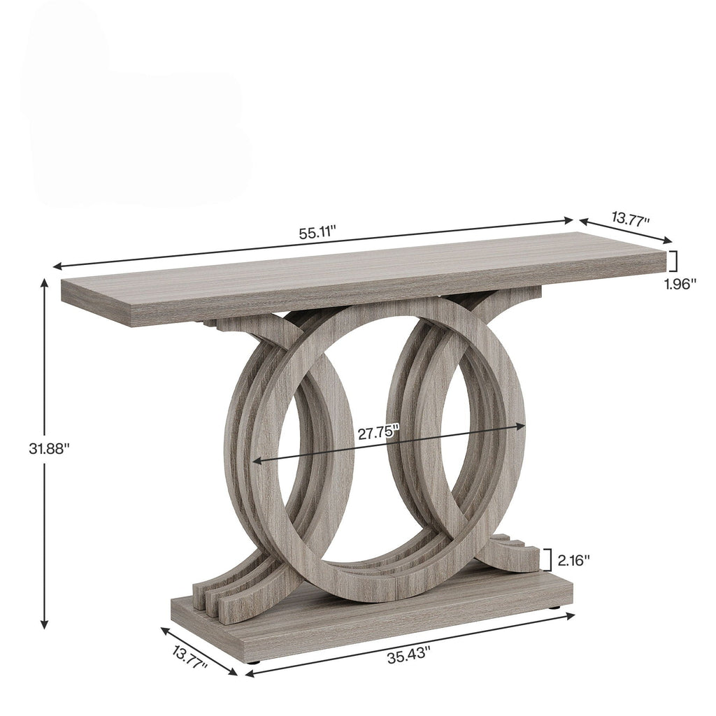 Console Table with Geometric Base for Living Room - Gray