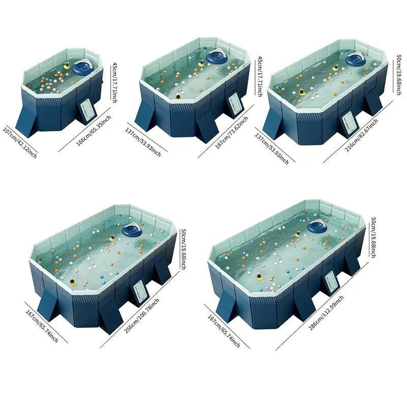 PVC Folding Pool with Durable Construction - Blue