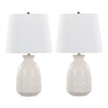 Contemporary Ceramic Lamp Set with Textured Vase Base - Green or White