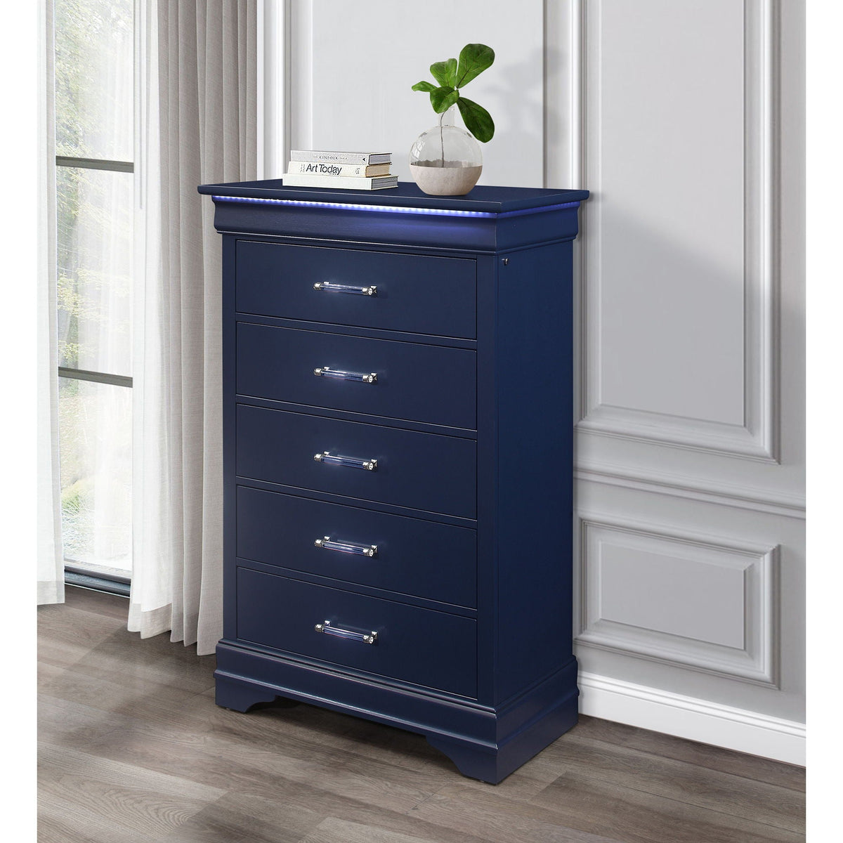 Charlston Accent Chest with LED Lighting – White or Blue