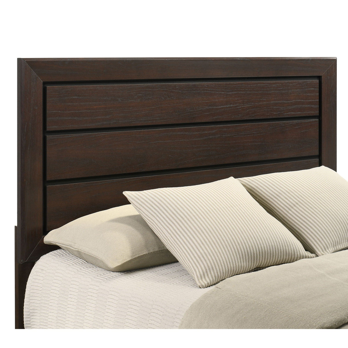 Queen Panel Bed with Structured Panels - Dark Brown