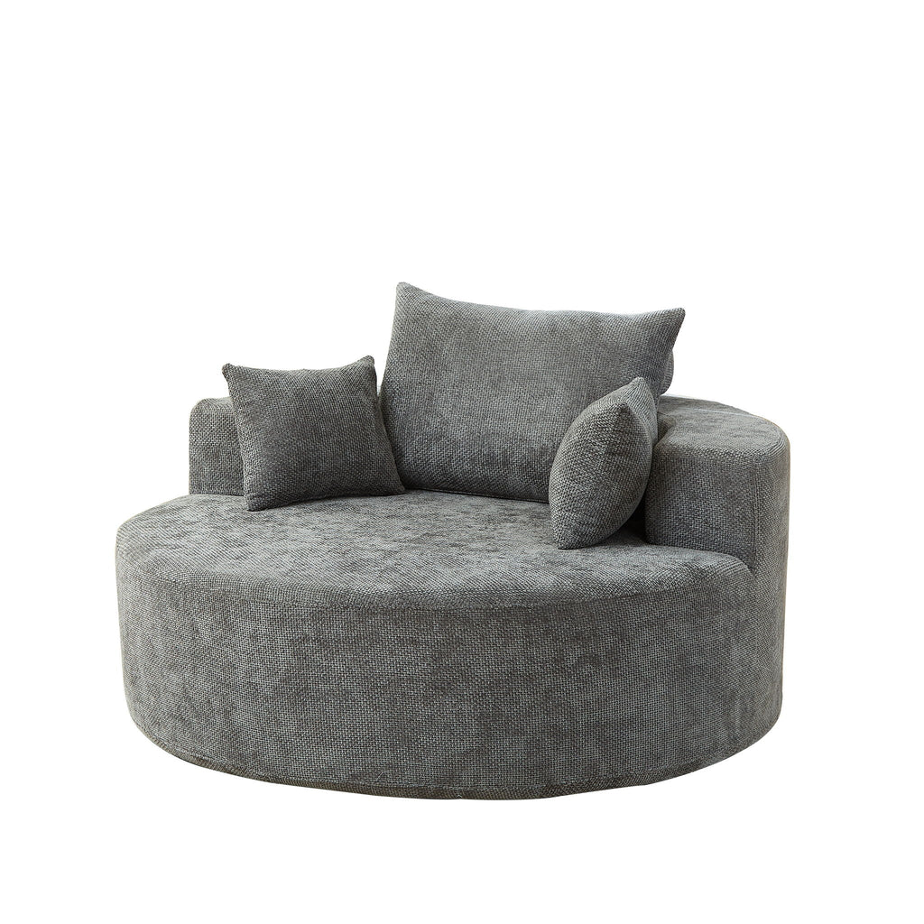 Gray Sleeper Chair Arm Chair with Pillow Support - Chenille Fabric
