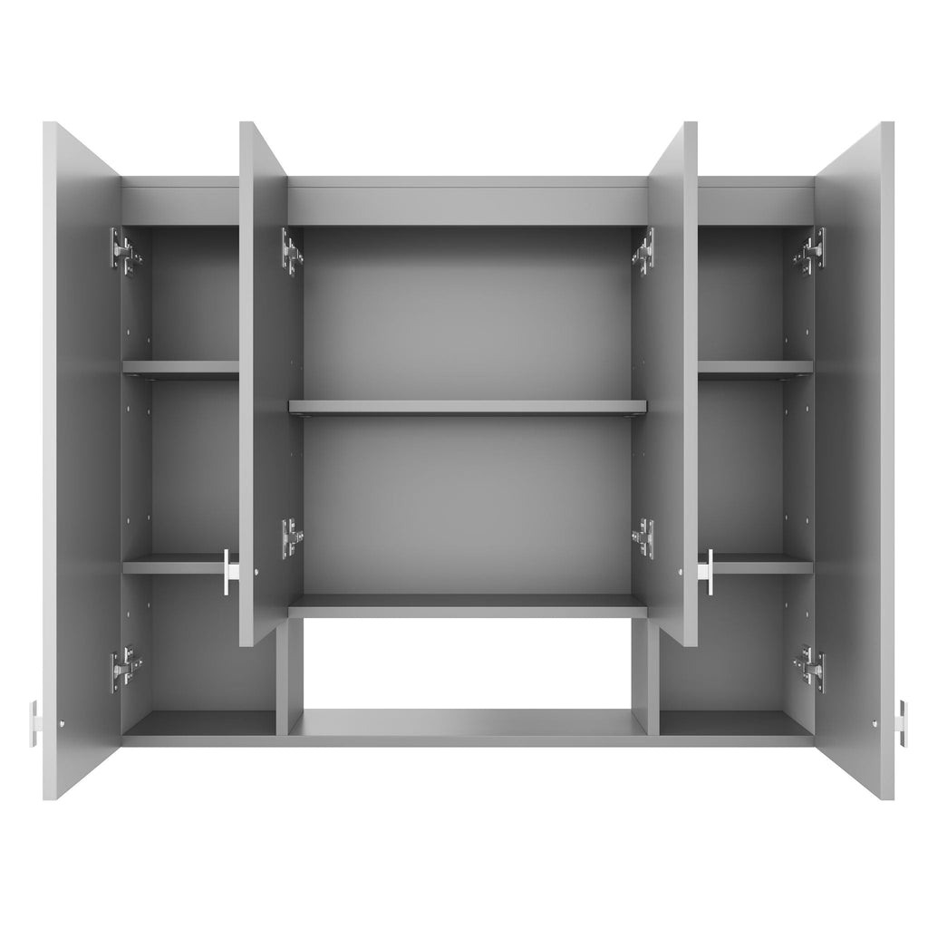 Wall Mounted Bathroom Cabinet With 5 Adjustable Shelves and Soft-Closing Hinges - Gray or Black