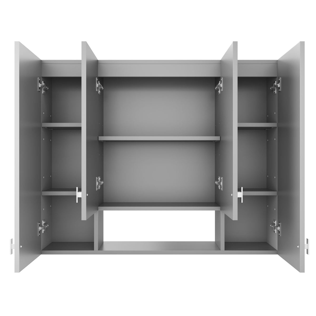 Wall Mounted Bathroom Cabinet With 5 Adjustable Shelves and Soft-Closing Hinges - Gray or Black