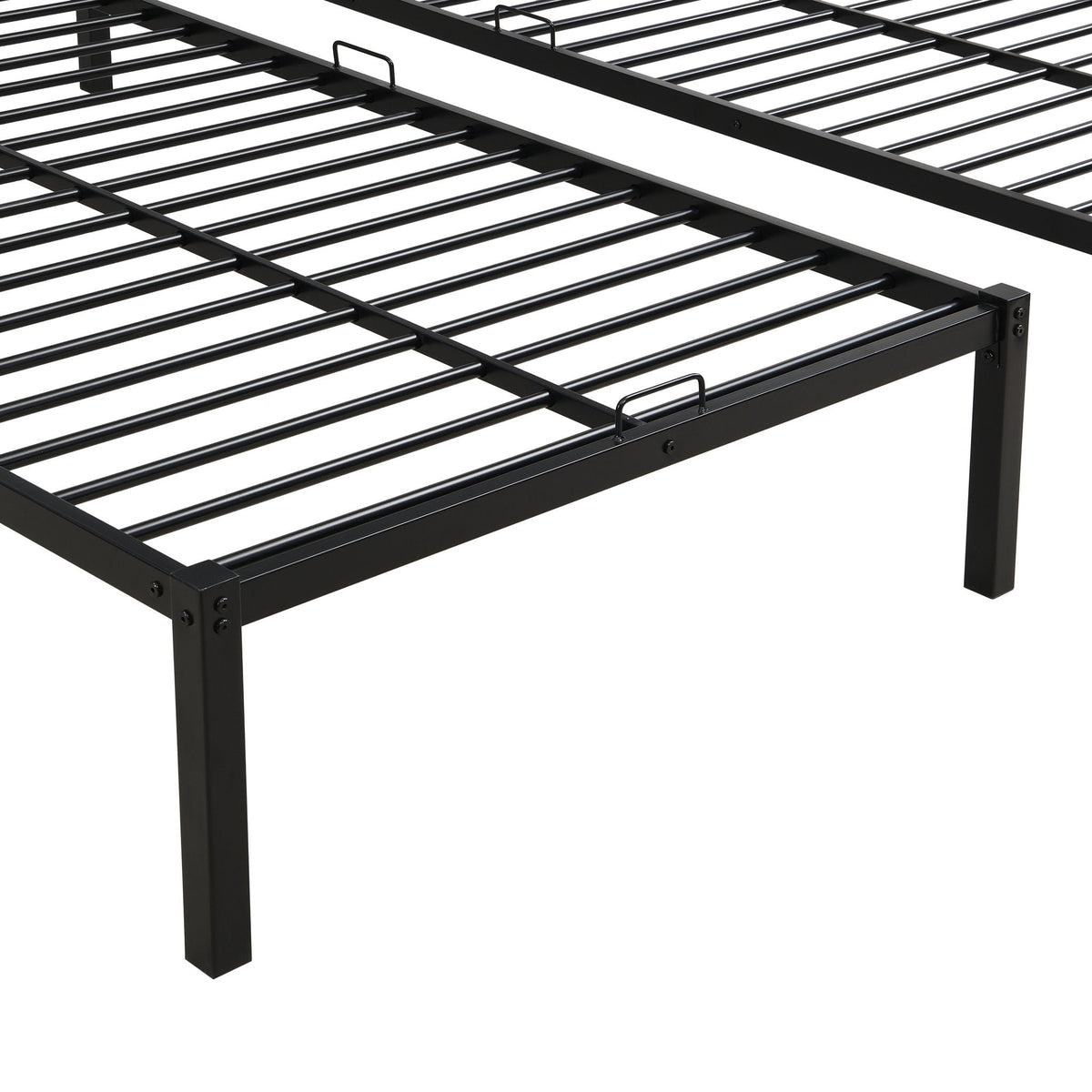 Modern Metal Triple Bunk Bed with Storage Shelf - Black